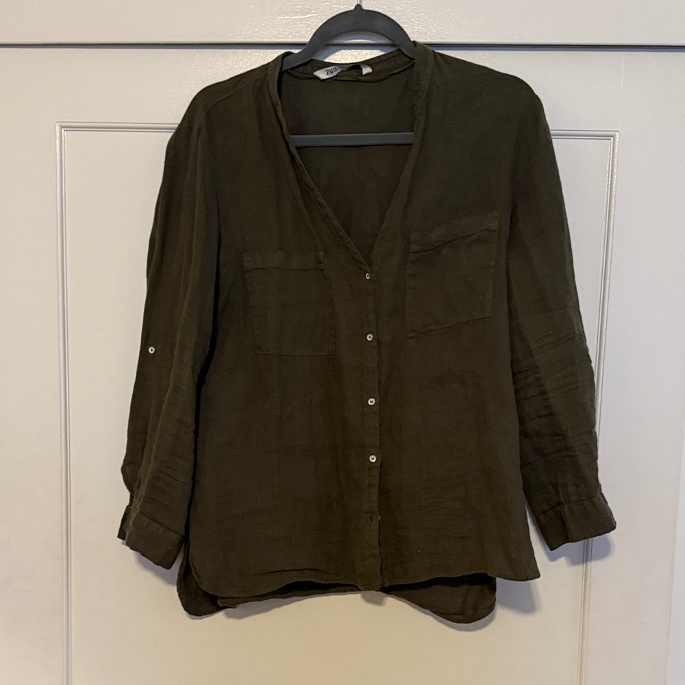 Zara Khaki Green Top